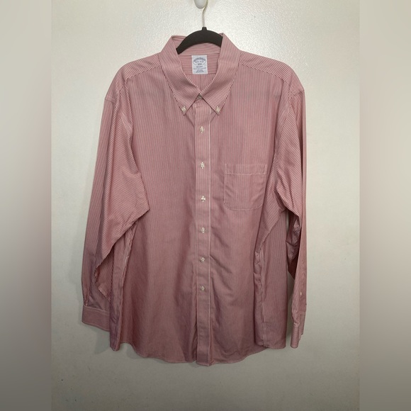 Brooks Brothers Regent red striped long sleeve button down dress shirt. 17.5 - Picture 2 of 4